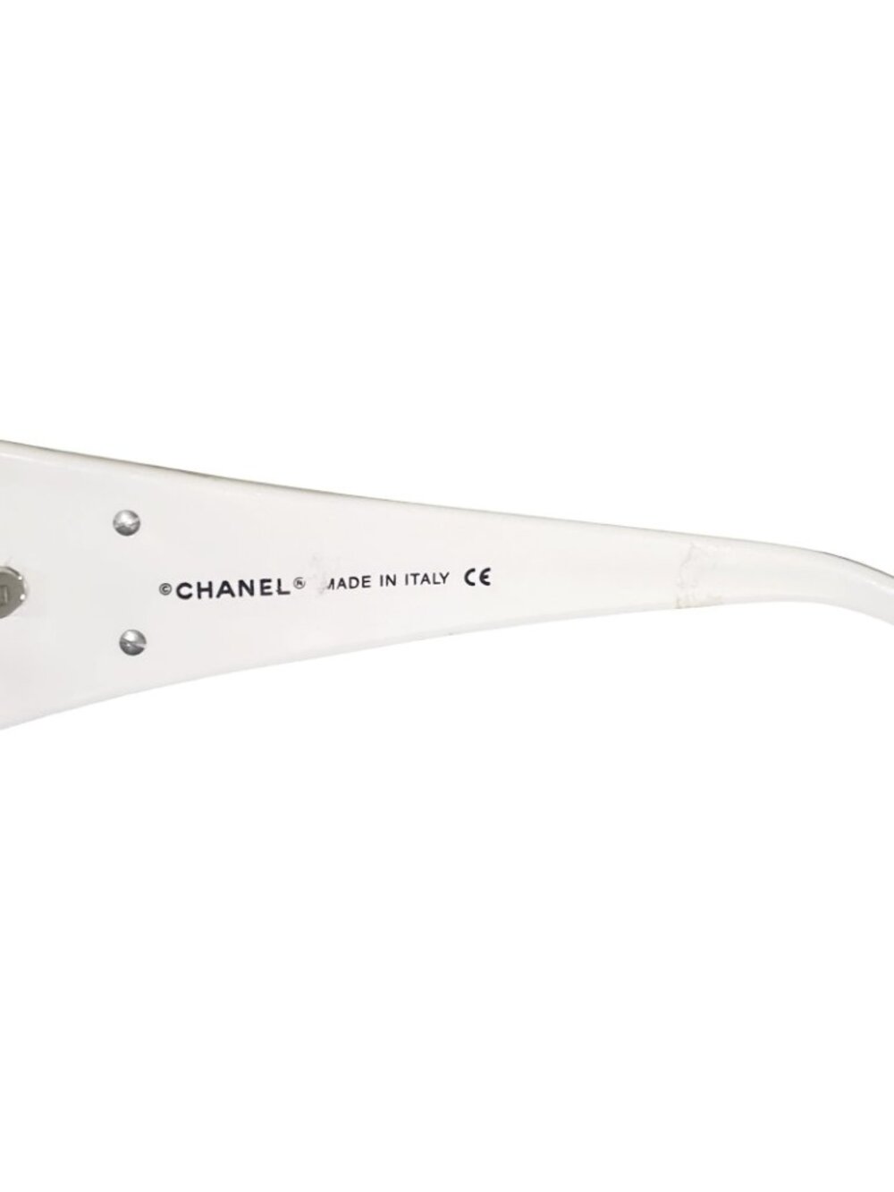 Chanel 5083-H White Sunglasses CC Logo Mother of Pearl Italy Vintage - Picture 4 of 9